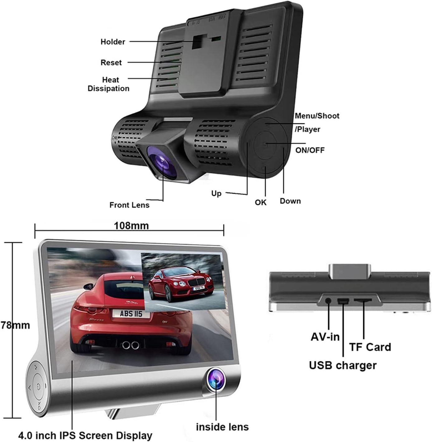 SafeDrive Pro™ - Cámara para Carro DVR 3 en 1