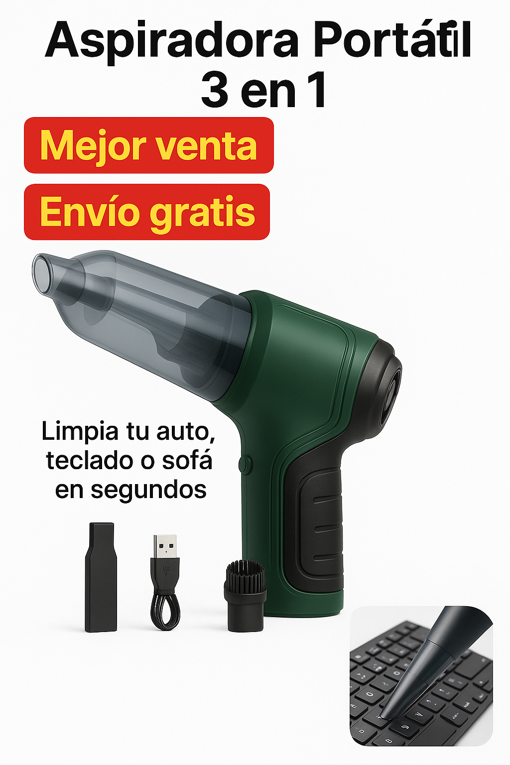 Aspiradora Portatil - AspiraMax 3 en 1