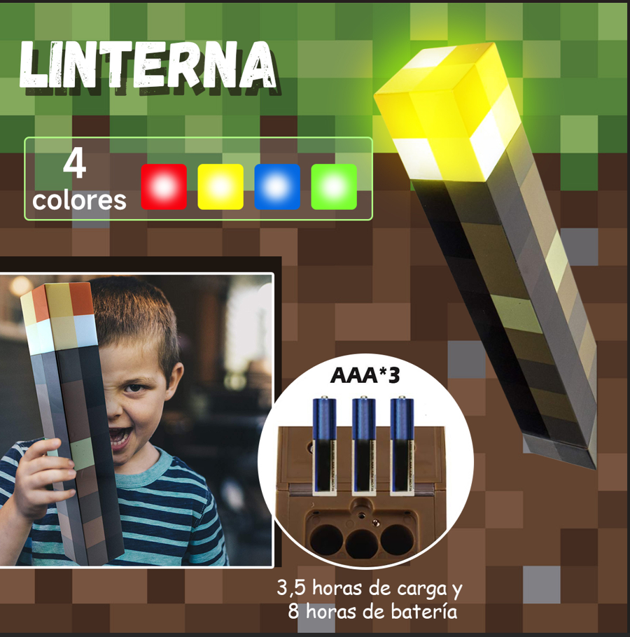 LÁMPARA DECORATIVA MINECRAFT MULTICOLOR