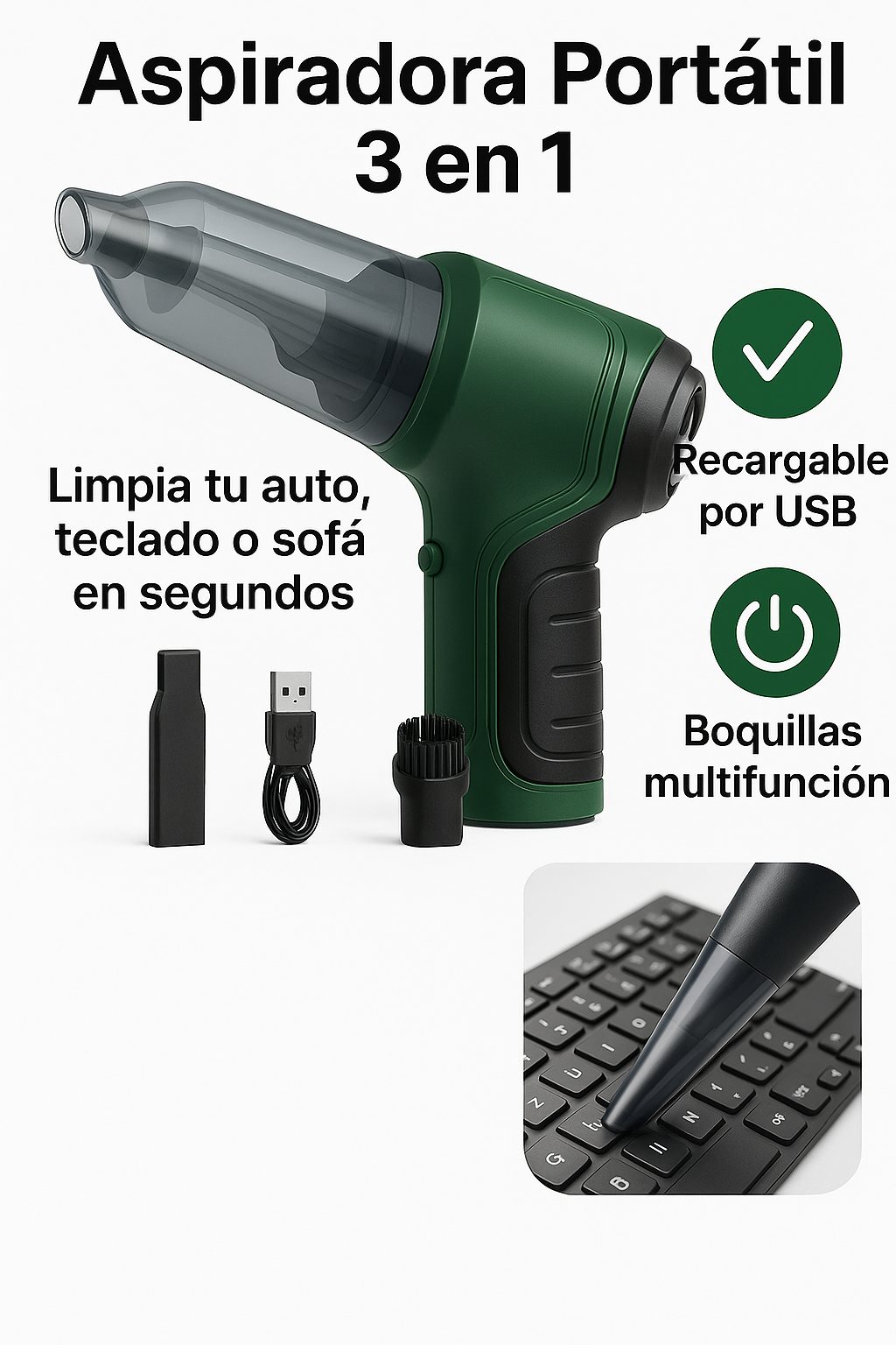 Aspiradora Portatil - AspiraMax 3 en 1
